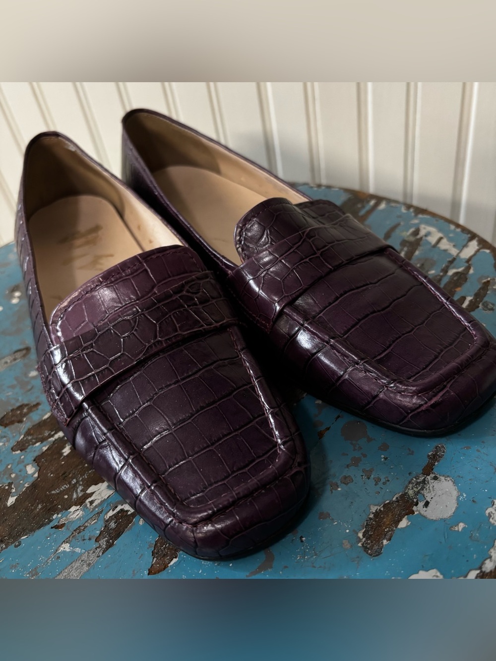 Rockport Croc-Embossed Loafers in Plum